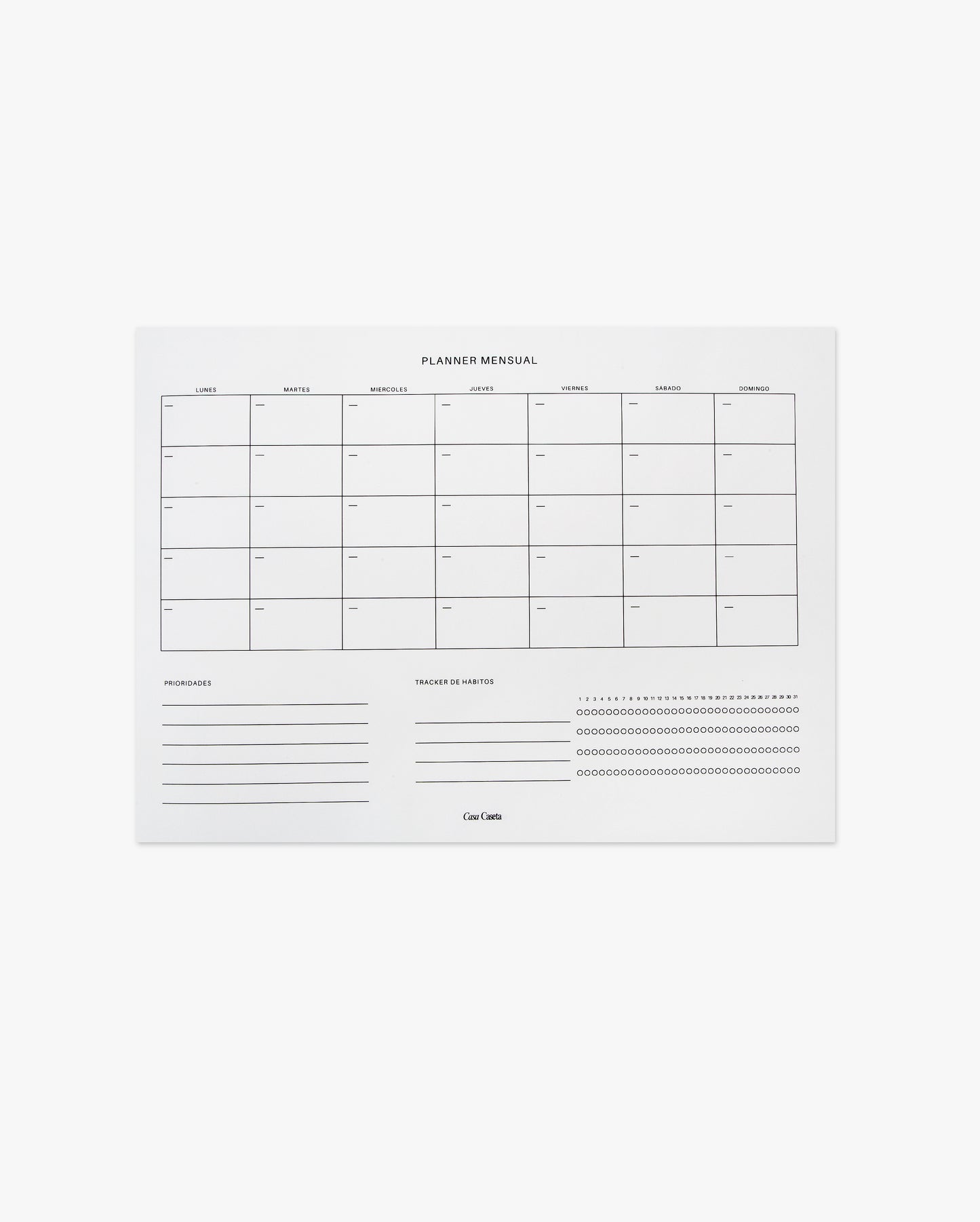 Planner mensual de productividad