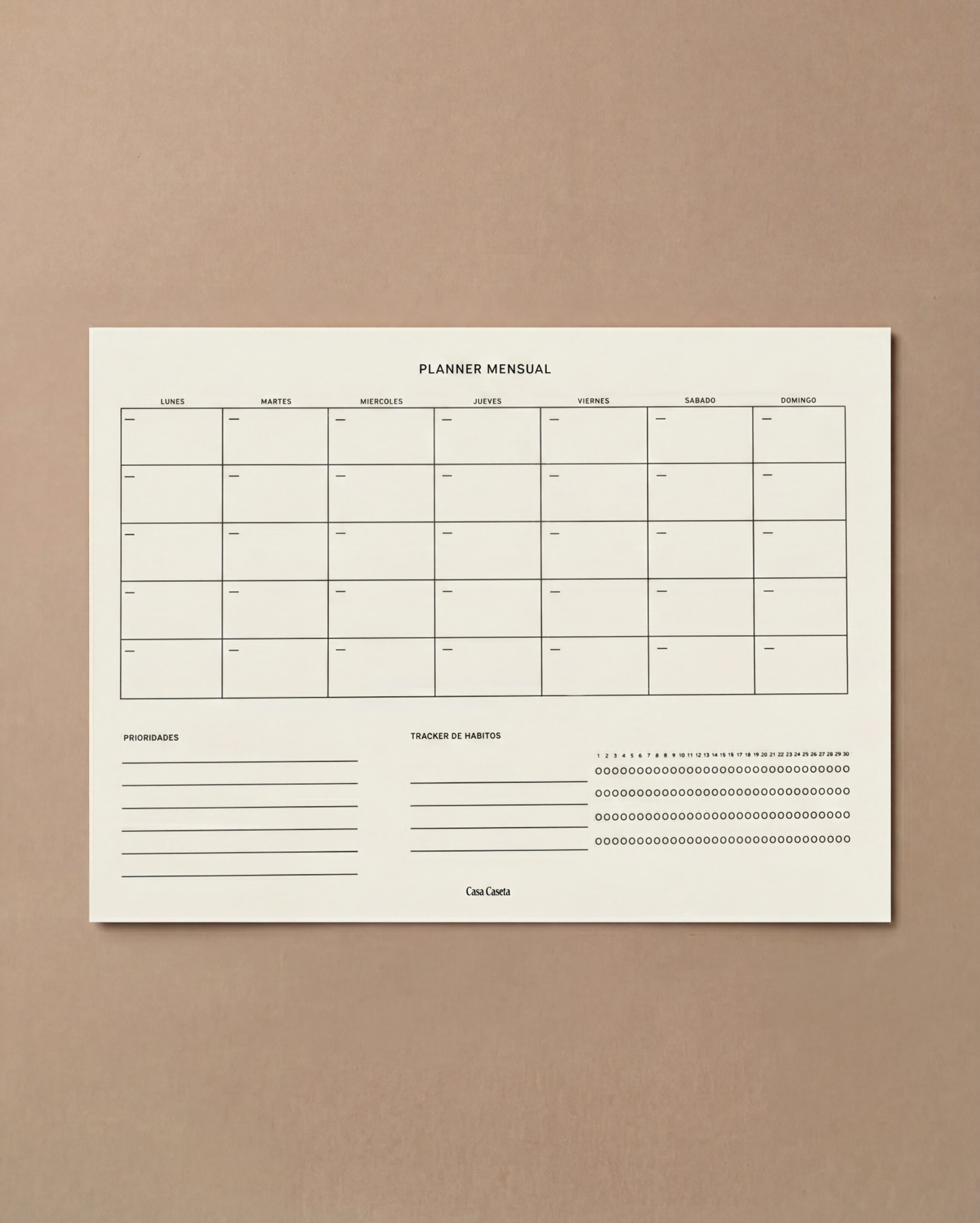 Planner mensual de productividad