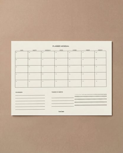 Planner mensual de productividad